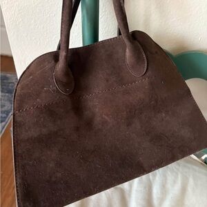 Elegant Brown Faux Suede Shoulder Bag